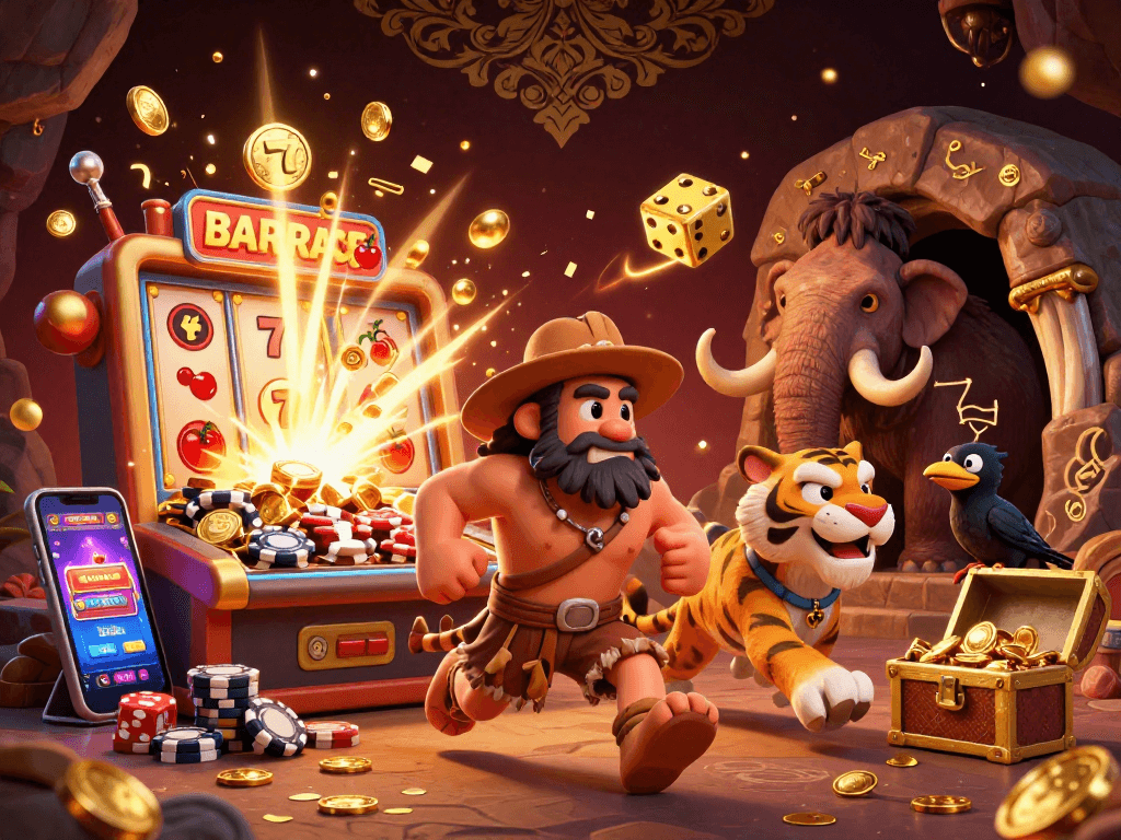 Experience the excitement of situs gacor thailand in this dynamic prehistoric casino scene with rich casino elements.