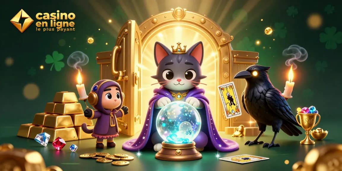 Plongez dans l'univers du casino en ligne le plus payant avec des personnages mystiques et des trésors dorés.