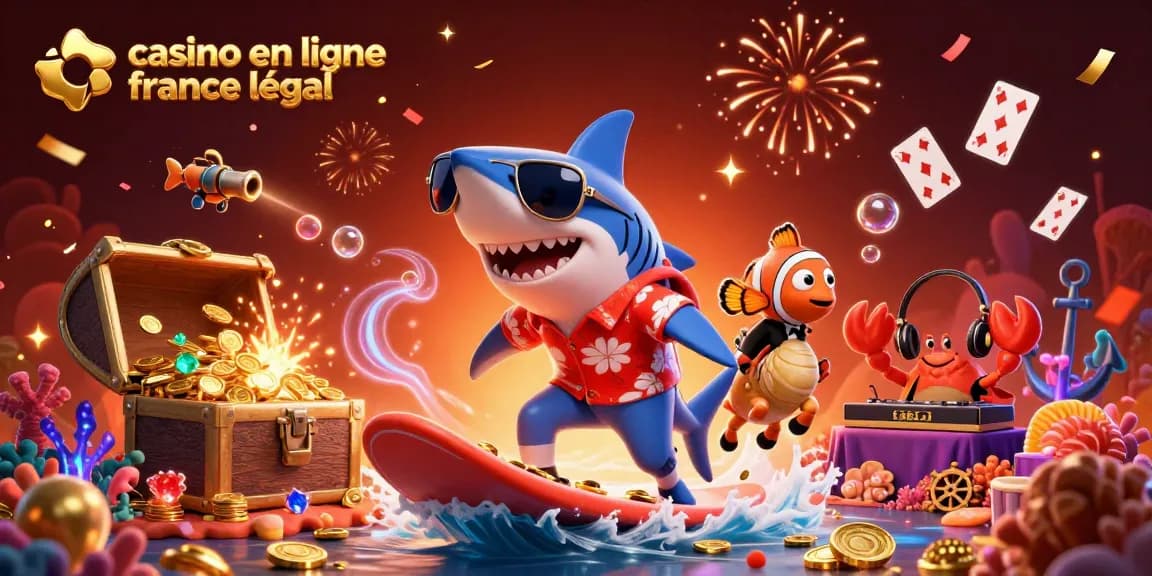 Jouer à des jeux de casino en ligne légal en France avec des personnages animés dans un océan d'or.