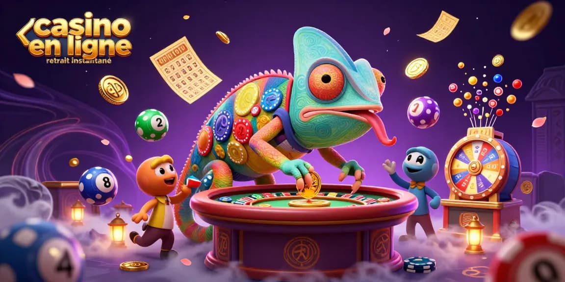 Profitez de gains rapides avec le casino en ligne retrait instantané dans une illustration animée vibrante.