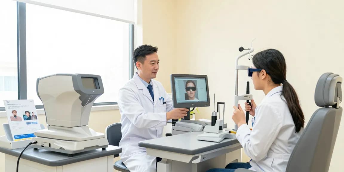 SNU Eye Clinic patient consultation with advanced diagnostic tools in a welcoming environment.