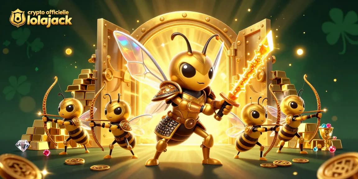 Experience gambling excitement with crypto officielle lolajack in a vibrant 3D illustration filled with treasure and action.