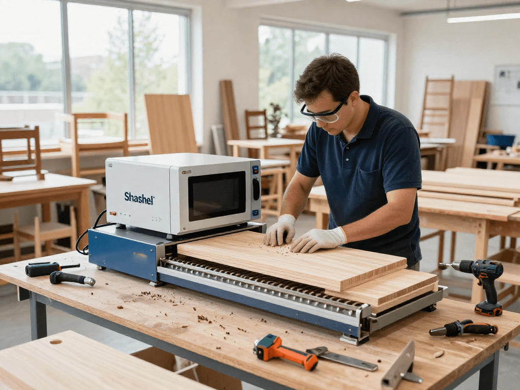 Eliminate woodworms quickly with Shashel® equipment in a bright workshop.