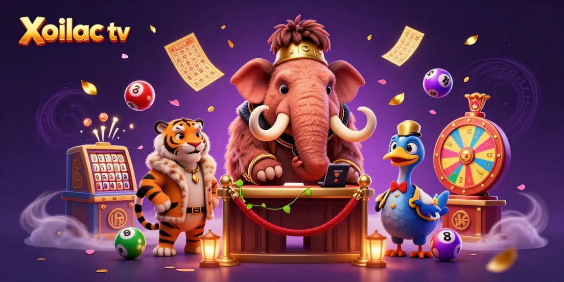 Xoilac tv invites you to witness vibrant lottery and gaming excitement with engaging characters in a lively casino atmosphere.