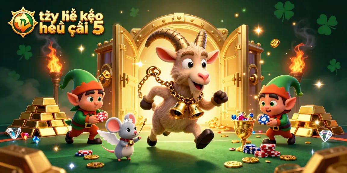 Engaging sports betting scene featuring a tỷ lệ kèo nhà cái 5 with whimsical characters in a dynamic 3D illustration.