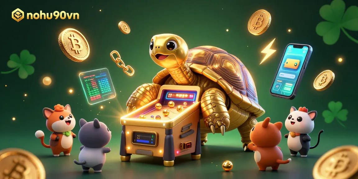 Spin the vibrant nohu90vn pinball machine while coins and crypto elements flow around!