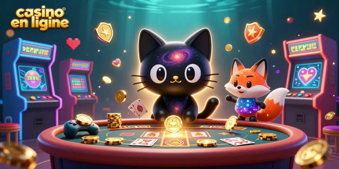 Découvrez le casino en ligne le plus payant avec un chat noir trou noir et un renard nébuleux jouant aux machines à sous flamboyantes.