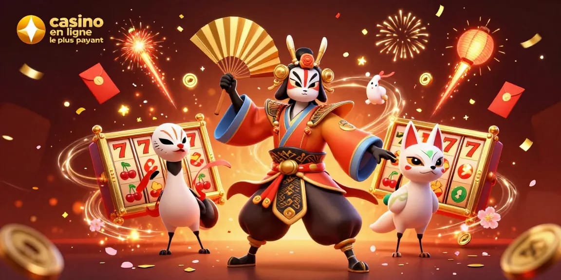 Jouez au casino en ligne le plus payant avec des guerriers kabuki et des éléments de jeux de machines à sous.
