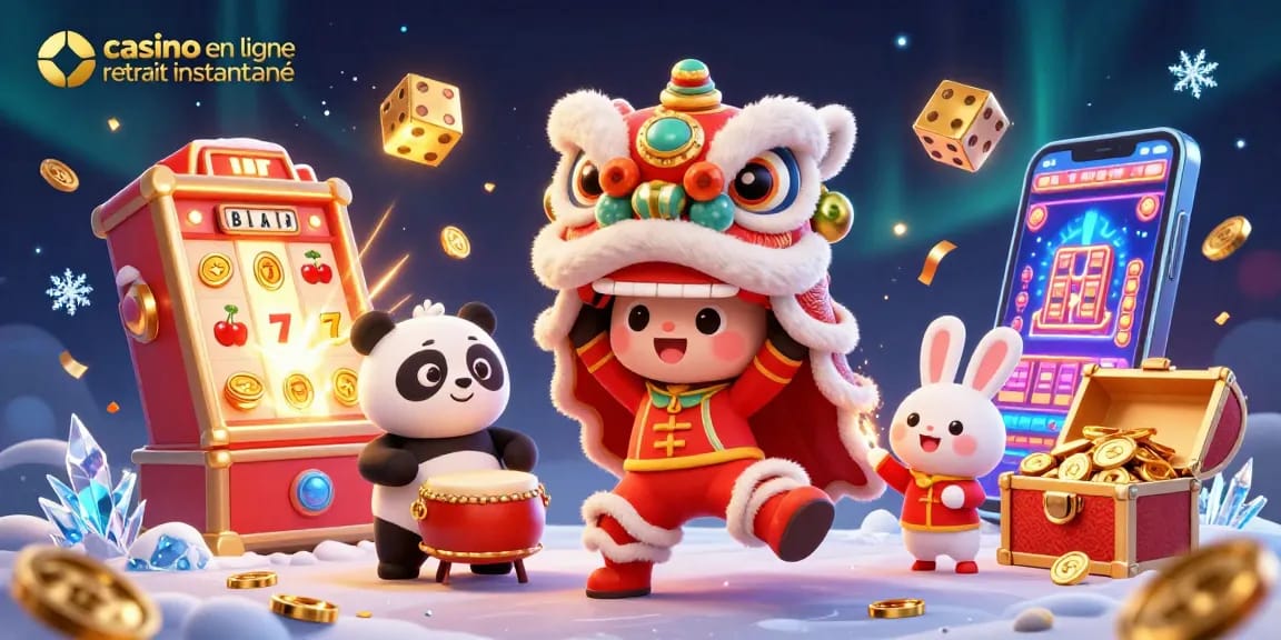 Profitez de jeux au casino en ligne retrait instantané avec une illustration colorée remplie de joie.