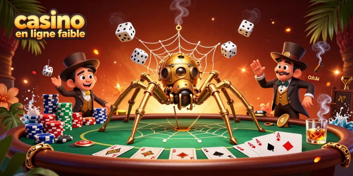 Jouez à des jeux sur un casino en ligne fiable avec une illustration 3D captivante montrant des éléments de poker.