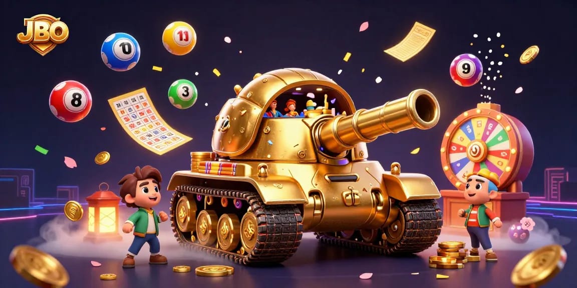 Engage with JBO's thrilling casino experience inside a massive golden beetle tank bursting with fun elements.