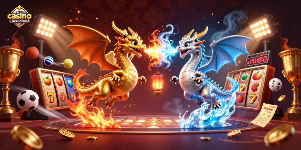 Jouer dans un casino en ligne avec retrait instantané tout en admirant des dragons en 3D et des éléments de jeu.