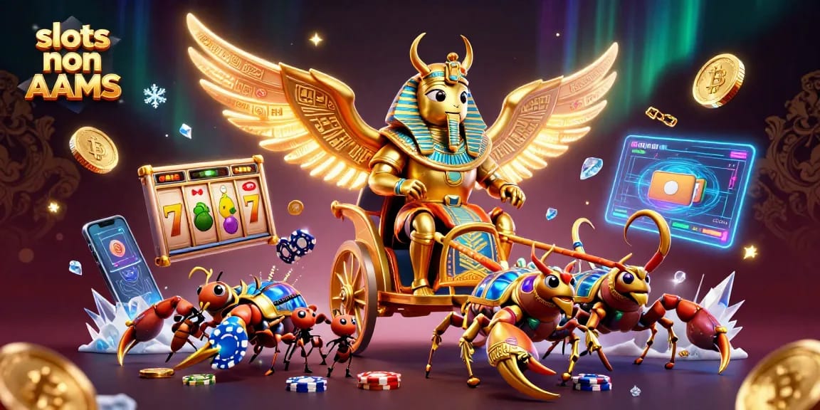 Gioca alle slots non AAMS con un fantastico scarabeo dorato e scorpioni preziosi che guidano una giostra nel mondo del gioco.