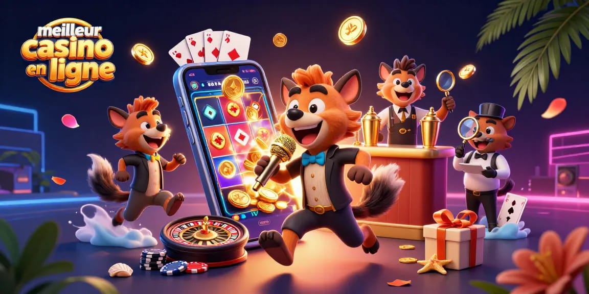 Profitez de l'expérience incroyable d'un meilleur casino en ligne avec cette scène animée de hyènes au club de casino.