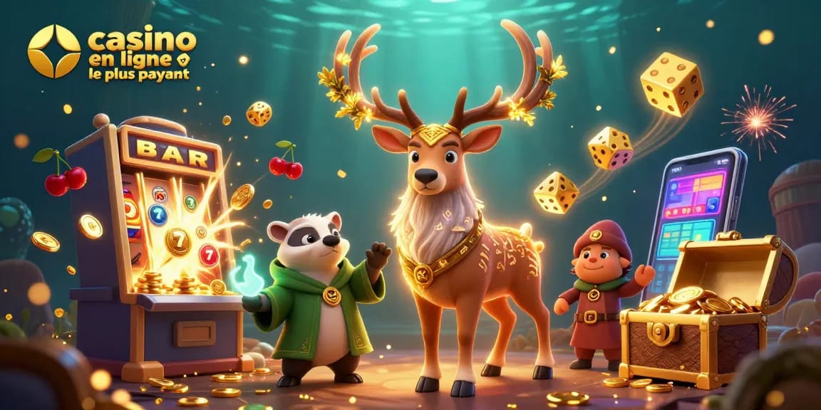 Illustration dynamique d'un stag druidique avec jackpot, représentant le casino en ligne le plus payant.