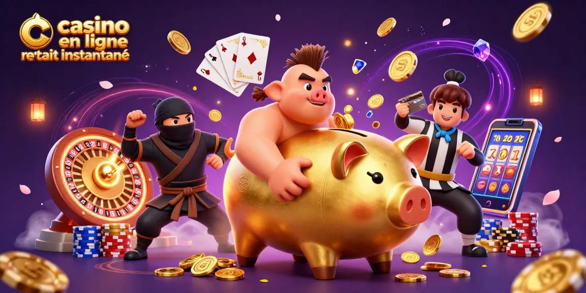 Jouer au casino en ligne retrait instantané avec un sumo, un ninja et un samouraï.