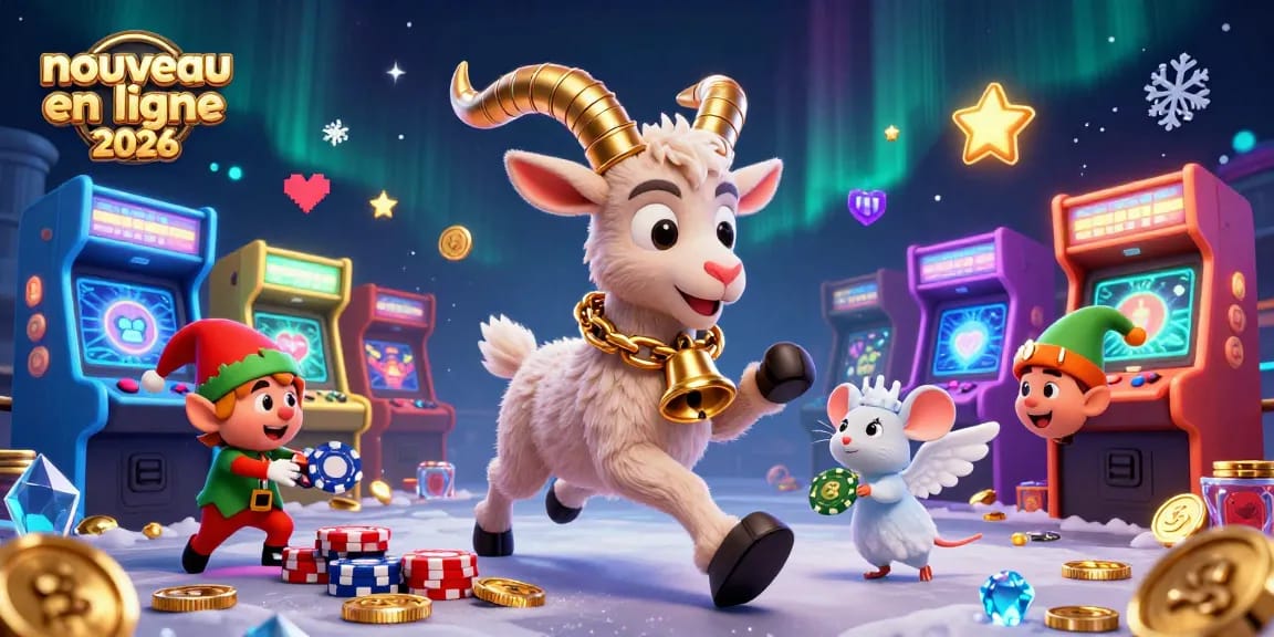Expérimentez le nouveau casino en ligne 2026 avec cette scène animée de Krampus et ses amis dans un cadre festif.