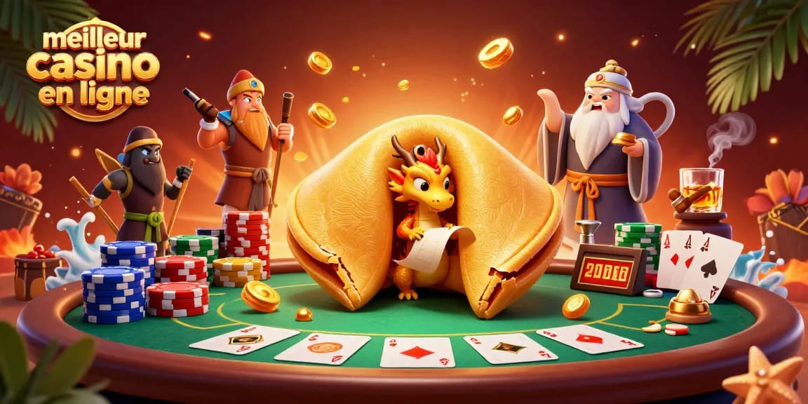 Jouer sur le meilleur casino en ligne avec un dragon sage et des guerriers de bâton dans une scène dynamique.