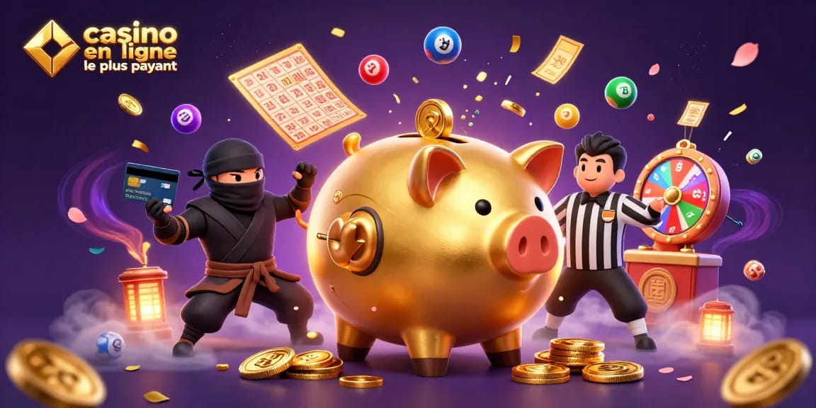 Le casino en ligne le plus payant propose une scène dynamique avec un sumo tirelire, un ninja et un arbitre samouraï.