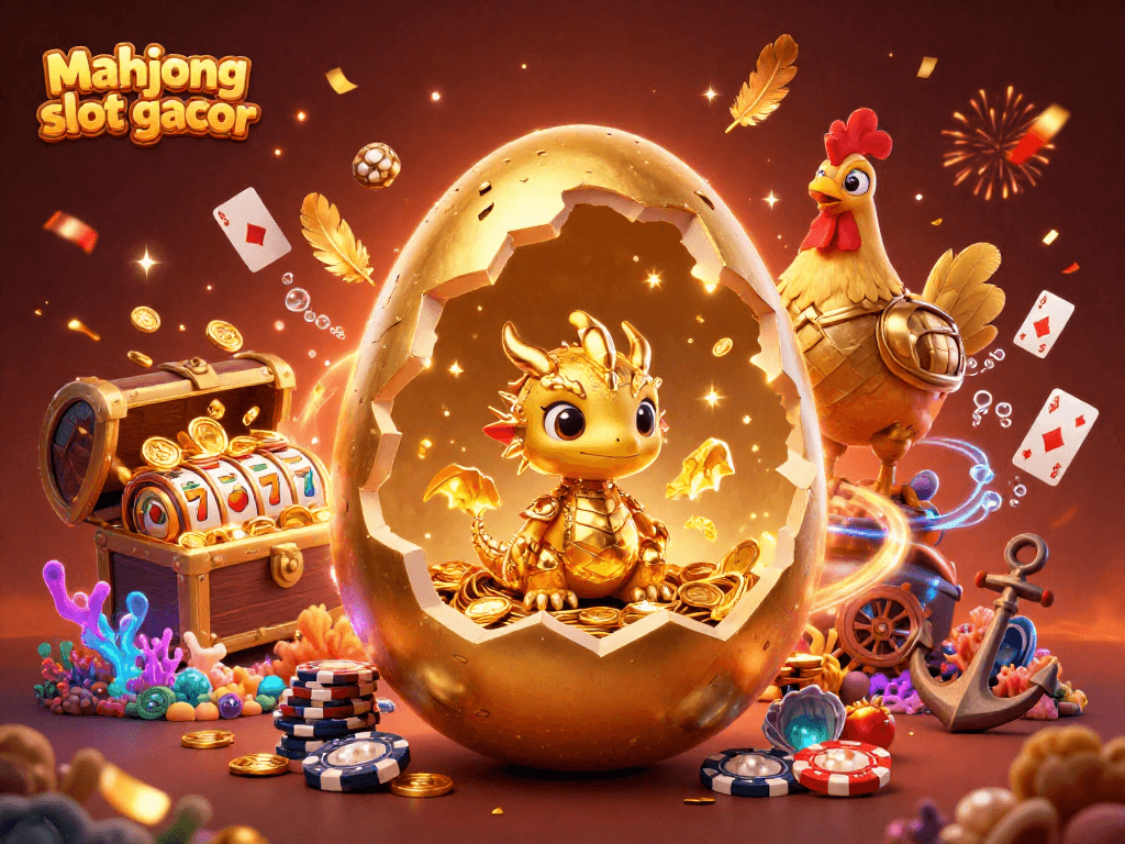 Experience mahjong slot gacor with a dazzling 3D scene of a golden dragon and dynamic slot reels.