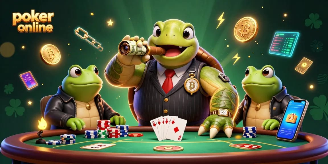 Gagnez au poker en ligne avec une illustration 3D captivante de personnages de casino animés.