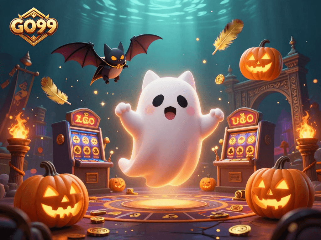 Experience thrilling gameplay at GO99 with a friendly ghost cat and casino adventures.