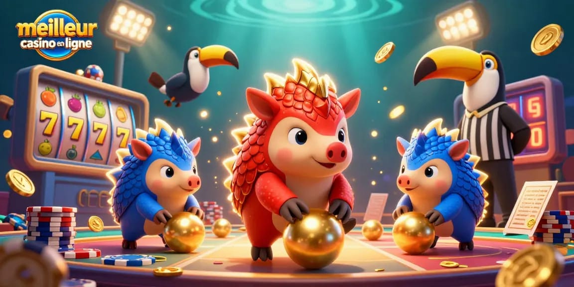 Découvrez le meilleur casino en ligne avec des pangolins rivaux dans une scène riche en jeux et en éléments de jackpot