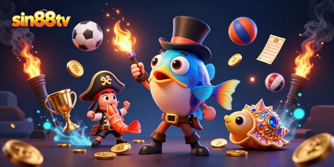 Experience thrilling gameplay at sin88tv with vibrant characters exploring a treasure-laden underwater casino.