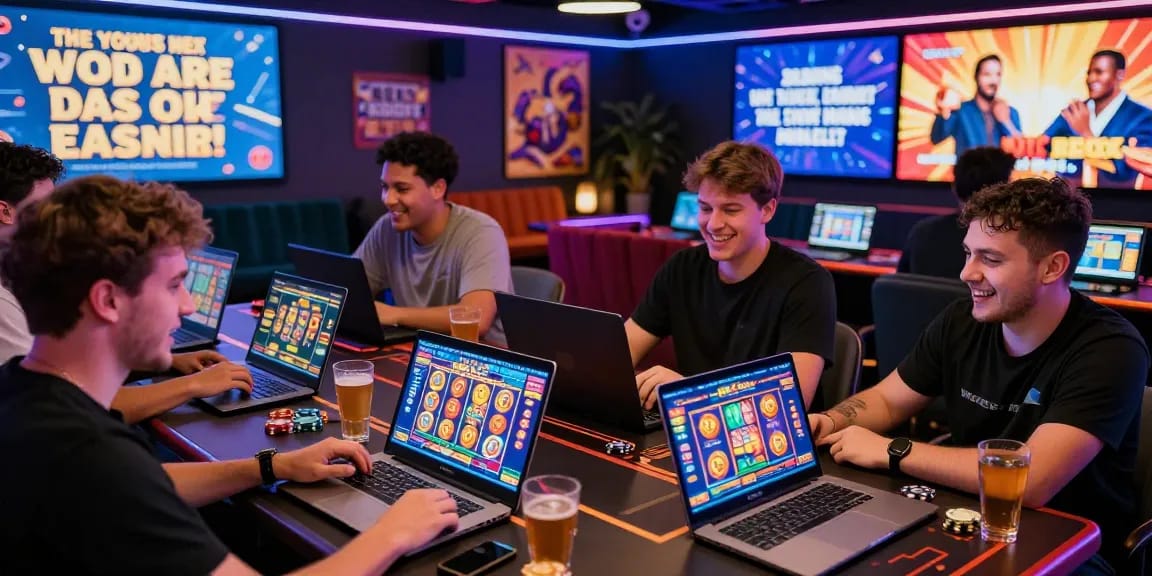 Players enjoying an exciting HWGSLOT gaming experience in a vibrant online casino atmosphere