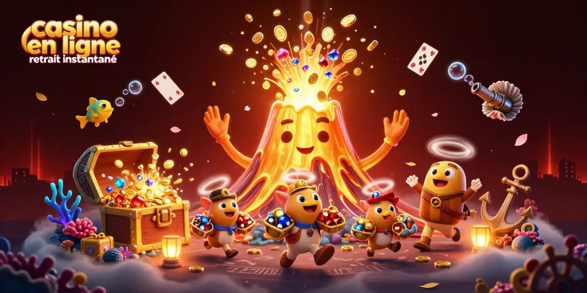 Plongez dans le monde de casino en ligne retrait instantané avec cette illustration dynamique, pleine de trésors.