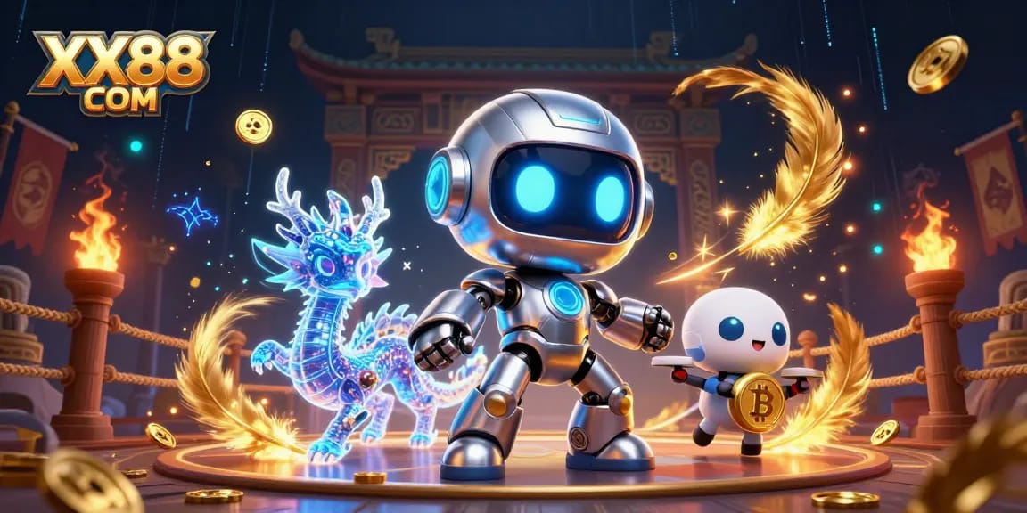 Engage with the vibrant world of XX88 COM, featuring dynamic cartoon characters and exciting gambling elements.