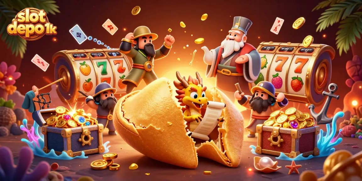 Experience enchanting gameplay with slot depo 1k in this detailed 3D illustration of fortune and luck!