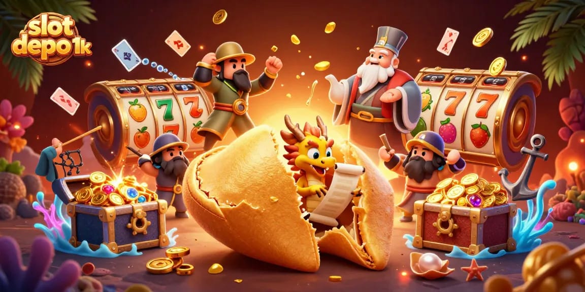 Experience enchanting gameplay with slot depo 1k in this detailed 3D illustration of fortune and luck!