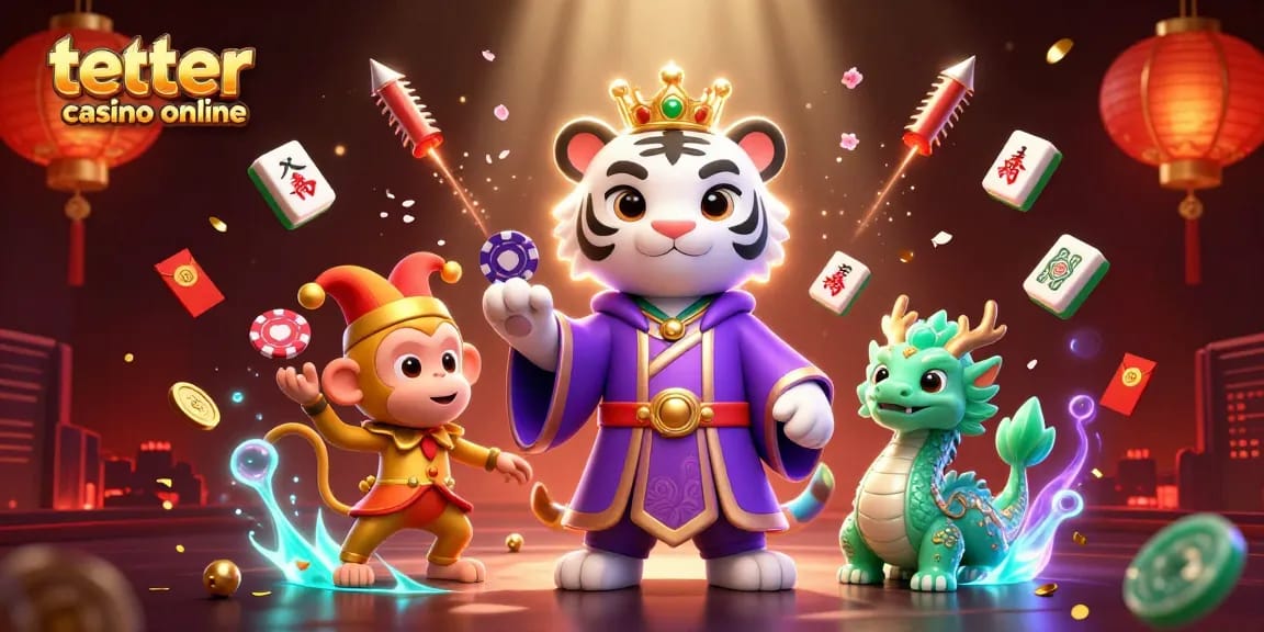 Vinci nel tether casino online con un'illustrazione di tigre bianca e moneta giade.