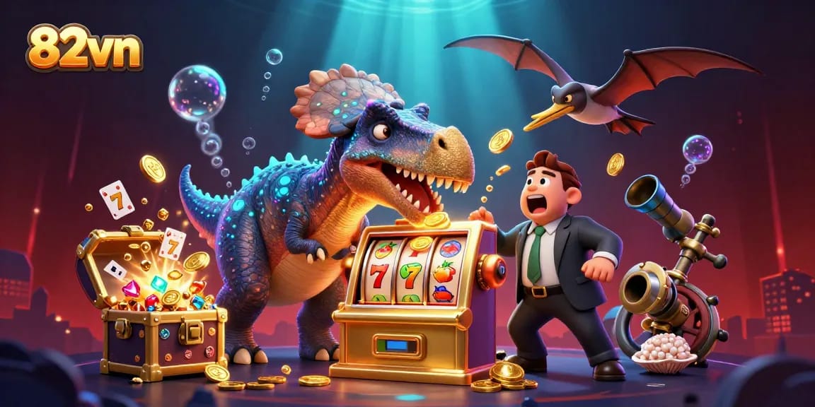 Experience the thrill of 82vn with a pachycephalosaurus jackpot scene filled with dynamic casino elements.