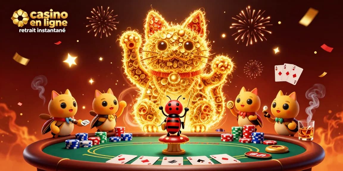 Plongez dans l'univers captivant du casino en ligne retrait instantané avec des symboles animés et des feux d'artifice.