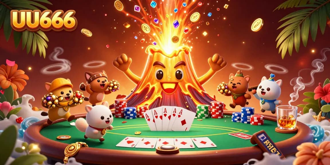 Experience the thrill of UU666's colorful casino adventure as the golden volcano erupts treasure.