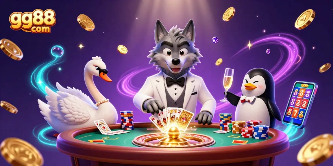 Experience the excitement of gg88 com with a vibrant 3D gaming illustration showcasing big wins and live casino action.