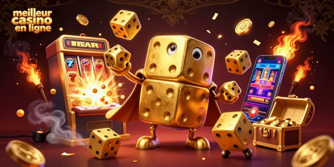 Visualisez le meilleur casino en ligne avec une illustration 3D vibrante et riche en détails.