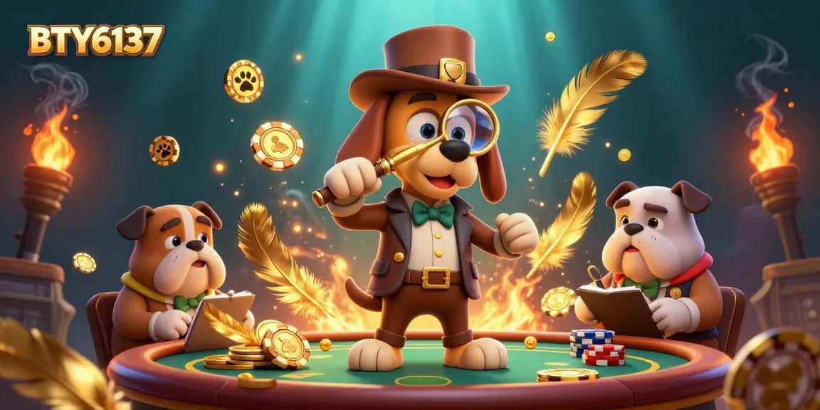 Engage with the thrilling world of BTY6137 as a detective uncovers poker clues in a vibrant casino scene.