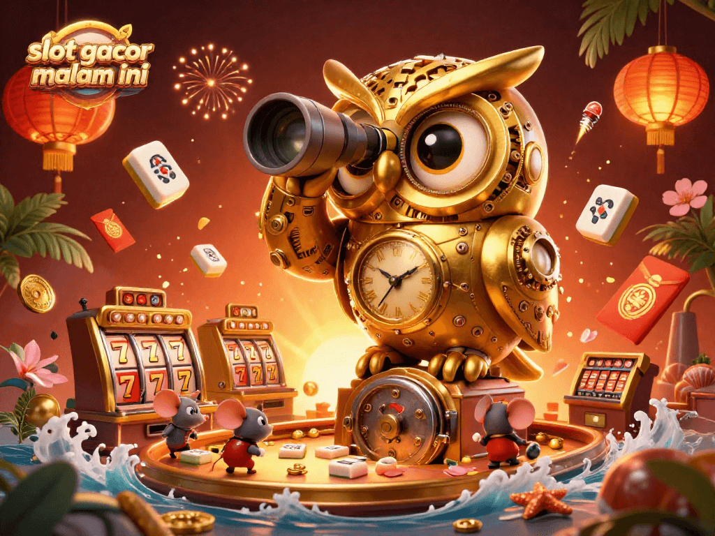 Spin and win with slot gacor malam ini featuring lively 3D characters and casino elements.