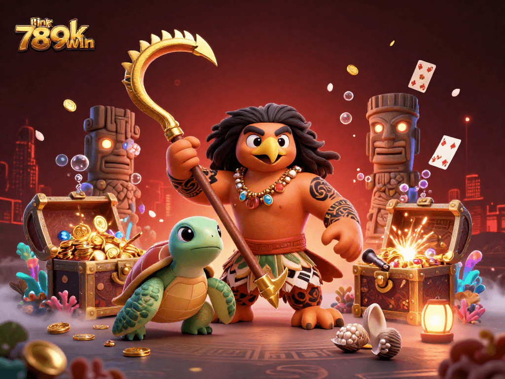 Experience thrilling gaming action with link 789win in a vibrant underwater casino scene.