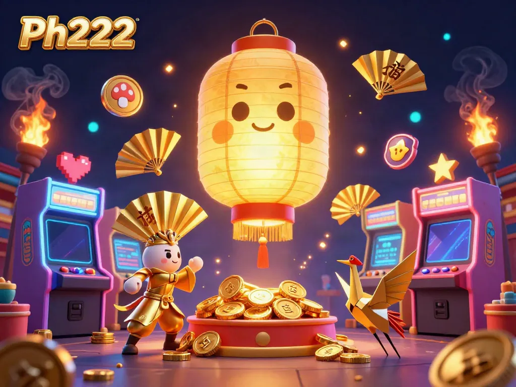 Engage with the exciting Ph222 casino scene featuring vibrant gaming elements and golden lantern spirit.