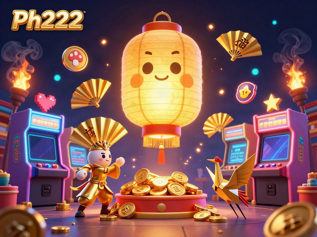 Engage with the exciting Ph222 casino scene featuring vibrant gaming elements and golden lantern spirit.