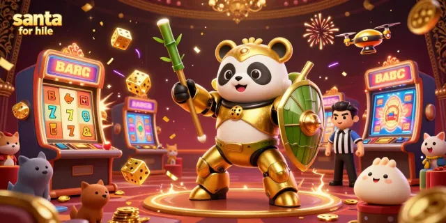 Experience the thrill of gambling with 'santa for hire' in a vibrant casino scene with dynamic action and rich details.