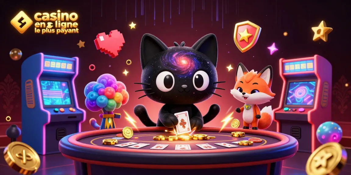 Découvrez le casino en ligne le plus payant avec un chat cosmique et son ami renard nébuleux, entourés de machines de jeu 3D