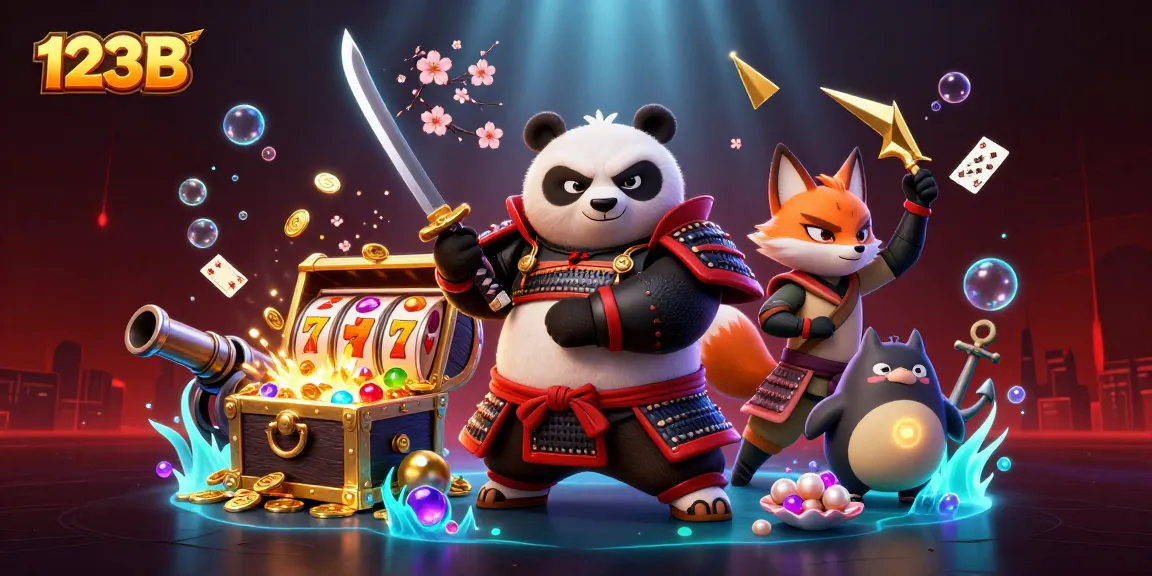 Experience thrilling gameplay at 123B with a dynamic scene featuring cartoon characters and casino elements.