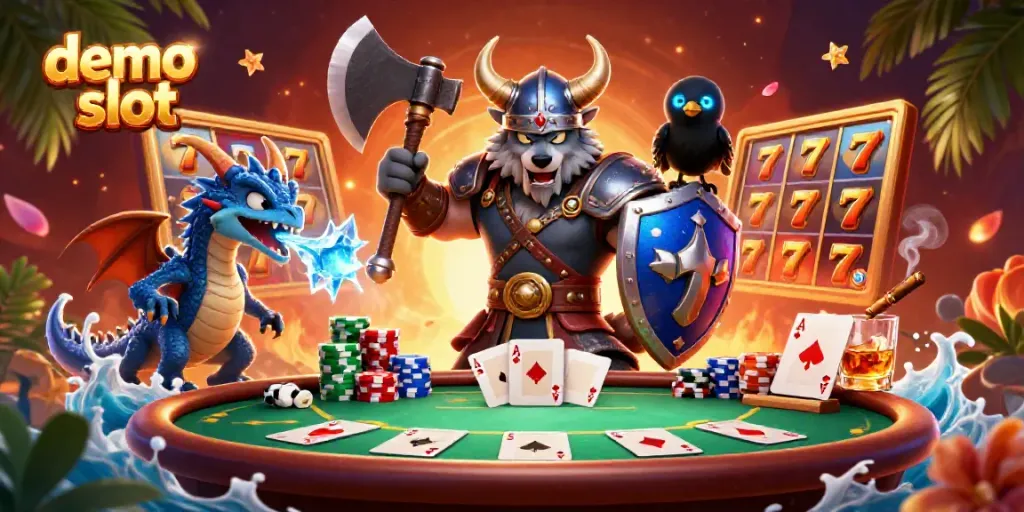 Menjadi lebih mahir dalam bermain demo slot dengan karakter kartun Viking, naga, dan gagak.
