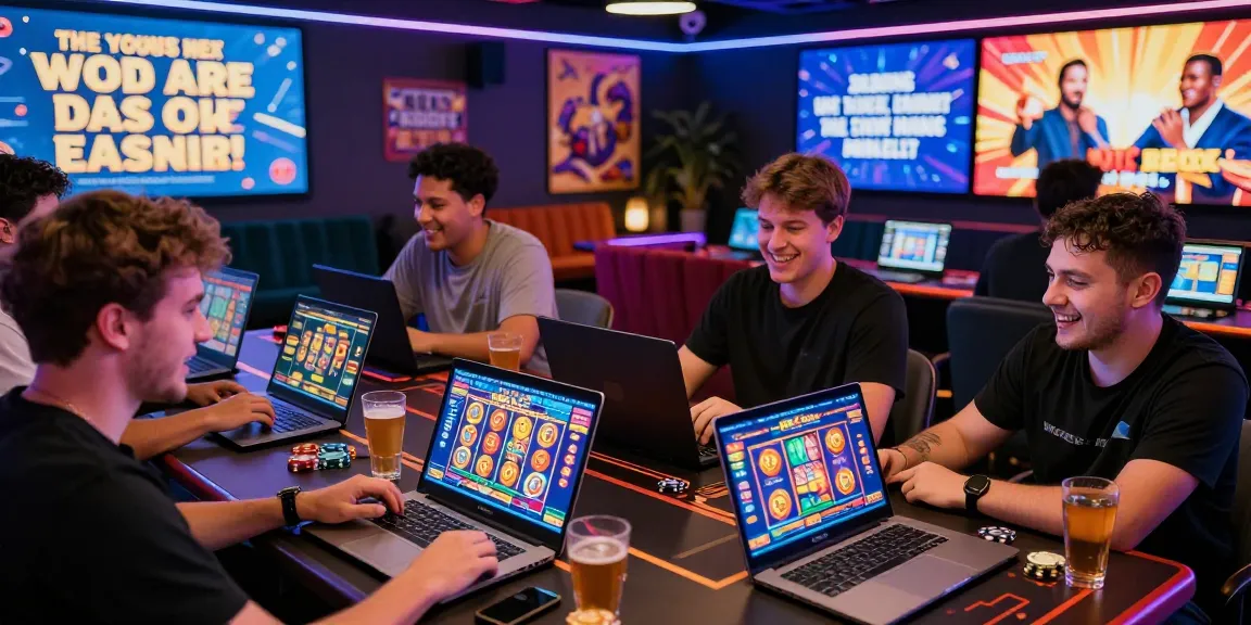 Players enjoying an exciting HWGSLOT gaming experience in a vibrant online casino atmosphere