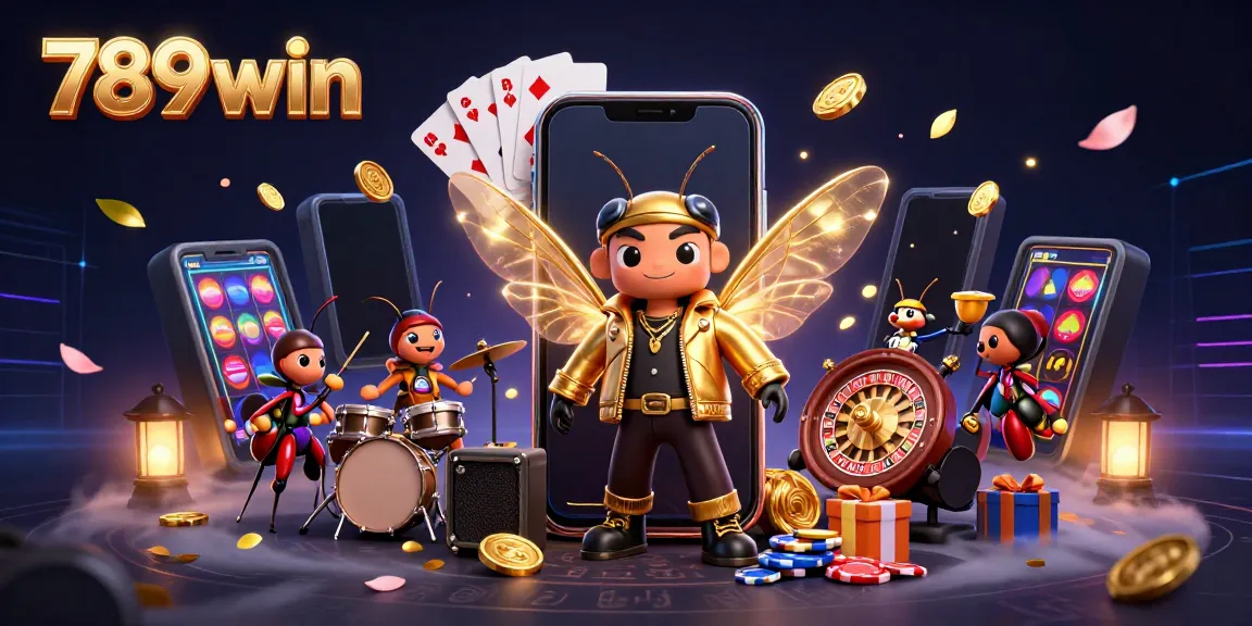 Engaging illustration of 789win casino with dynamic characters and vibrant game elements